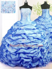 Exceptional Taffeta Sleeveless With Train Sweet 16 Dresses Sweep Train and Beading and Pick Ups