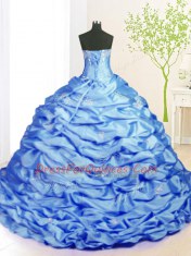 Exceptional Taffeta Sleeveless With Train Sweet 16 Dresses Sweep Train and Beading and Pick Ups