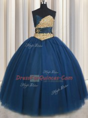 Teal Sweet 16 Dresses Military Ball and Sweet 16 and Quinceanera and For with Beading and Ruching and Belt Sweetheart Sleeveless Lace Up