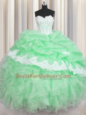 Dynamic Sleeveless Lace Up Floor Length Beading and Appliques and Ruffles and Pick Ups 15th Birthday Dress