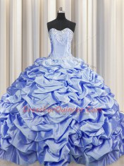 Sweet Brush Train Sleeveless Sweep Train Beading and Pick Ups Lace Up Ball Gown Prom Dress