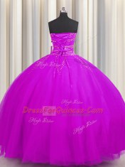 Really Puffy Sleeveless Lace Up Floor Length Beading Quinceanera Gown