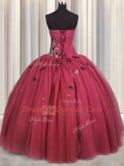Lovely Coral Red Lace Up Sweet 16 Quinceanera Dress Beading and Appliques Sleeveless Floor Length