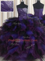 Fantastic Multi-color Sweetheart Neckline Beading and Ruffles 15th Birthday Dress Sleeveless Lace Up
