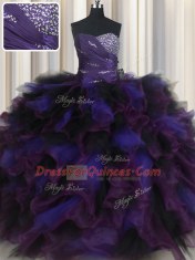 Fantastic Multi-color Sweetheart Neckline Beading and Ruffles 15th Birthday Dress Sleeveless Lace Up