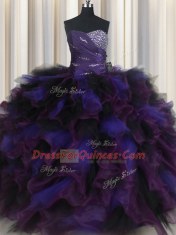 Fantastic Multi-color Sweetheart Neckline Beading and Ruffles 15th Birthday Dress Sleeveless Lace Up