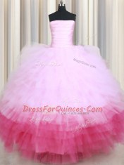 Multi-color Sleeveless Ruffled Layers Floor Length Quinceanera Dress