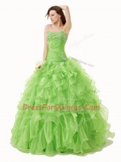 Lace Up Sweetheart Beading and Ruffles Sweet 16 Quinceanera Dress Organza Sleeveless