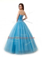 Tulle Sleeveless Floor Length Quinceanera Gowns and Beading and Ruching
