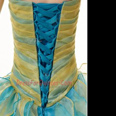 Elegant Multi-color Organza Lace Up Sweetheart Sleeveless Floor Length Vestidos de Quinceanera Beading and Ruffles and Ruching