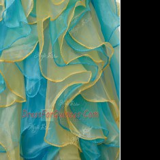 Elegant Multi-color Organza Lace Up Sweetheart Sleeveless Floor Length Vestidos de Quinceanera Beading and Ruffles and Ruching