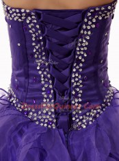 Luxurious Floor Length Lace Up Sweet 16 Dress Purple for Military Ball and Sweet 16 and Quinceanera with Beading and Ruffles