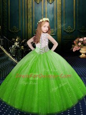 Scoop Clasp Handle Girls Pageant Dresses Appliques Sleeveless Floor Length