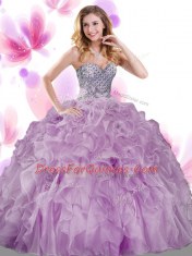 Wonderful Green Ball Gowns Beading and Ruffles Sweet 16 Quinceanera Dress Lace Up Organza Sleeveless Floor Length