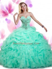 Gold Sleeveless Beading and Ruffled Layers Floor Length Quinceanera Dress