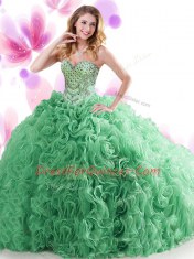 Ball Gowns Sleeveless Turquoise 15 Quinceanera Dress Sweep Train Lace Up