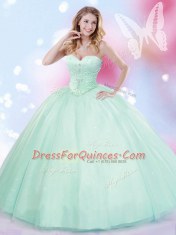 Sleeveless Beading Lace Up Ball Gown Prom Dress