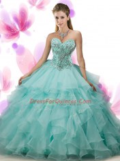 Fantastic Sleeveless Organza Floor Length Lace Up Sweet 16 Quinceanera Dress in Pink with Beading and Ruffled Layers