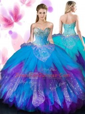 Lovely Floor Length Multi-color 15 Quinceanera Dress Sweetheart Sleeveless Lace Up