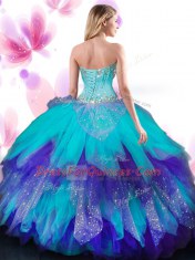 Lovely Floor Length Multi-color 15 Quinceanera Dress Sweetheart Sleeveless Lace Up