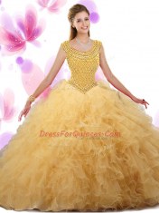 Floor Length Navy Blue Vestidos de Quinceanera Scoop Sleeveless Zipper