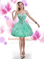 Enchanting Four Piece Floor Length Apple Green 15 Quinceanera Dress Sweetheart Sleeveless Lace Up