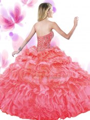 Fine Sleeveless Lace Up Floor Length Beading and Ruffles and Pick Ups Quince Ball Gowns