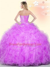 Tulle Sleeveless Floor Length Quinceanera Dresses and Beading and Appliques and Ruffles