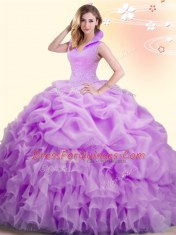 Great Sleeveless Beading and Appliques and Pick Ups Backless Sweet 16 Dress