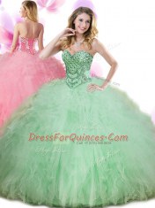 Vintage Floor Length Ball Gowns Sleeveless Apple Green Quinceanera Dresses Lace Up