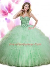 Vintage Floor Length Ball Gowns Sleeveless Apple Green Quinceanera Dresses Lace Up