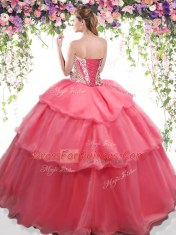 Beading and Ruffled Layers 15th Birthday Dress Blue Lace Up Sleeveless Floor Length