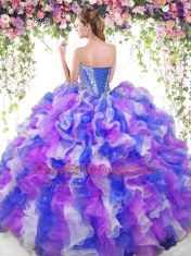 Fantastic Multi-color Organza Lace Up Sweetheart Sleeveless Floor Length Quinceanera Dress Beading and Ruffles