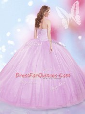 Floor Length Lilac Vestidos de Quinceanera Tulle Sleeveless Beading
