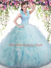 Fine Floor Length Ball Gowns Sleeveless Baby Blue Quinceanera Gowns Backless
