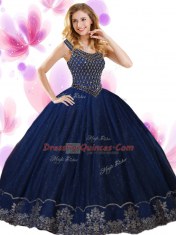 Wine Red Tulle Zipper Scoop Sleeveless Floor Length Sweet 16 Quinceanera Dress Beading and Appliques