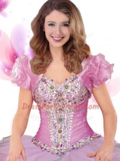 Deluxe Tulle Sleeveless Floor Length 15 Quinceanera Dress and Beading and Ruffles