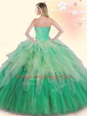 Multi-color Tulle Lace Up Sweetheart Sleeveless Floor Length Quinceanera Gowns Beading and Ruffles