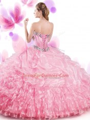 Orange Sweetheart Lace Up Beading and Ruffled Layers and Pick Ups Quinceanera Gowns Sleeveless