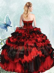 Organza Sleeveless Floor Length Ball Gown Prom Dress and Appliques and Ruffled Layers