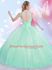 Tulle Sleeveless Floor Length Quinceanera Gown and Beading