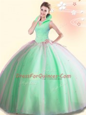 High Class Backless Sleeveless Beading Floor Length Sweet 16 Quinceanera Dress