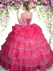 Sleeveless Beading and Ruffled Layers and Pick Ups Lace Up Quinceanera Dresses