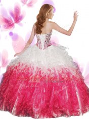 Designer Sweetheart Sleeveless Lace Up Quinceanera Gowns Blue And White Organza