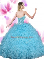 Sleeveless Lace Up Floor Length Beading and Ruffles Quinceanera Dress