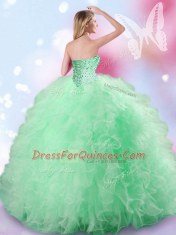 Perfect Tulle Sleeveless Floor Length Quinceanera Dress and Beading and Ruffles