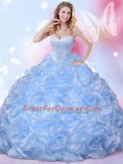 Top Selling Blue Sweetheart Neckline Beading and Pick Ups Quinceanera Gown Sleeveless Lace Up