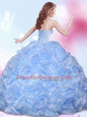 Top Selling Blue Sweetheart Neckline Beading and Pick Ups Quinceanera Gown Sleeveless Lace Up