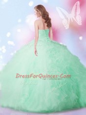 Apple Green Sleeveless Beading and Ruffles Floor Length Sweet 16 Dress