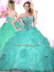 Free and Easy Floor Length Ball Gowns Sleeveless Turquoise Vestidos de Quinceanera Lace Up